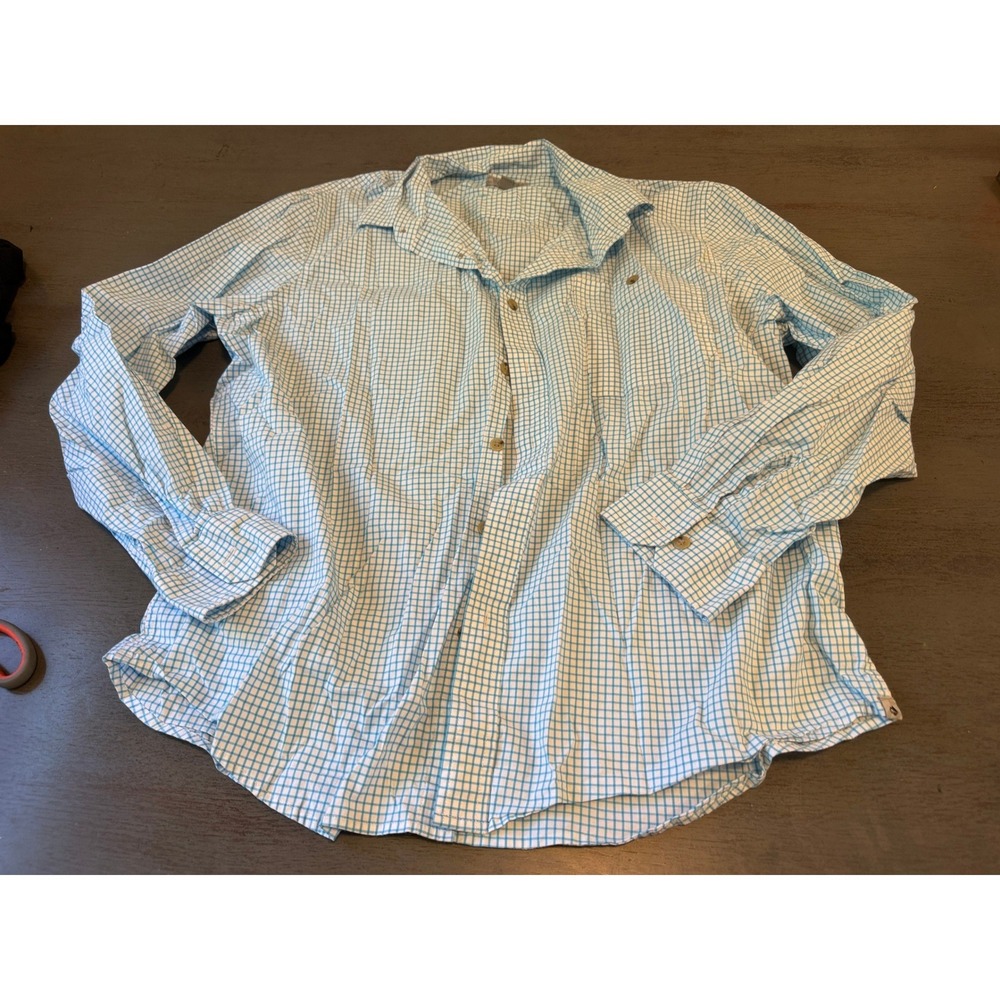 Ocean Coast Mens XL Blue White Gingham Check Long Sleeve Button Down Shirt